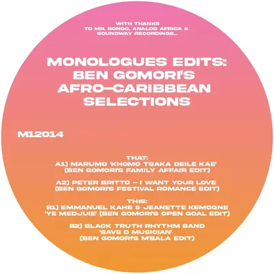 Monologues Edits: Ben Gomori'S Afro-Caribbean Selections (Stickered Sleeve)